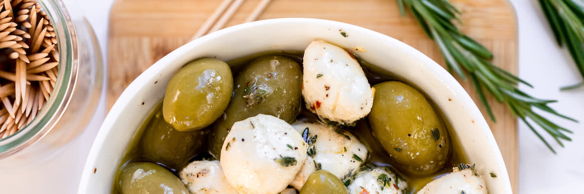 olives and mozzarella